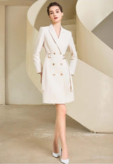 Chic Doublebreasted Side Belted Knee High Dress